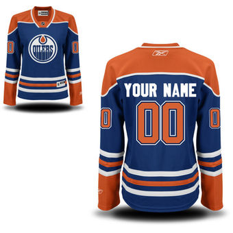 Reebok Edmonton Oilers Womens Premier Custom Jersey - Royal Blue->women mlb jersey->Women Jersey
